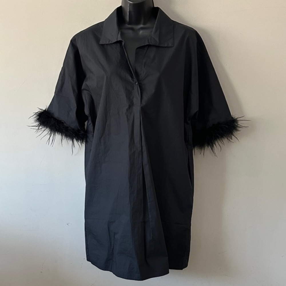 Caryn Lawn heather feather dress black ONE SIZE